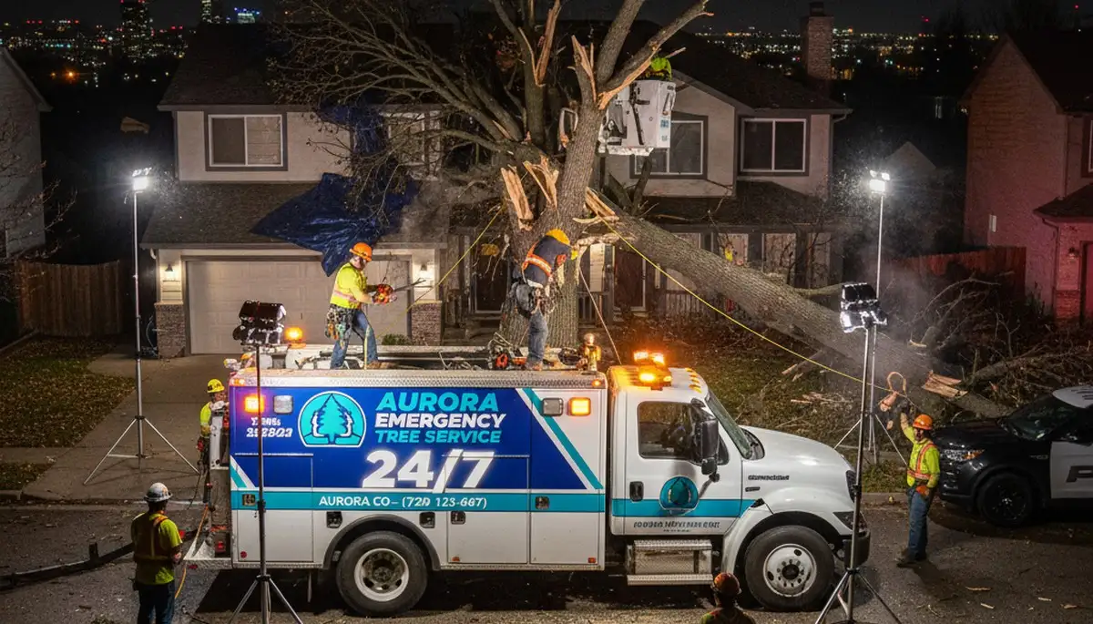 24/7 emergency tree removal crew assisting homeowners in Aurora, CO with fast professional service