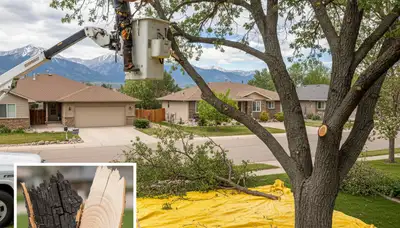 Arborists performing deadwood removal in Aurora, CO to prevent tree hazards and improve yard safety