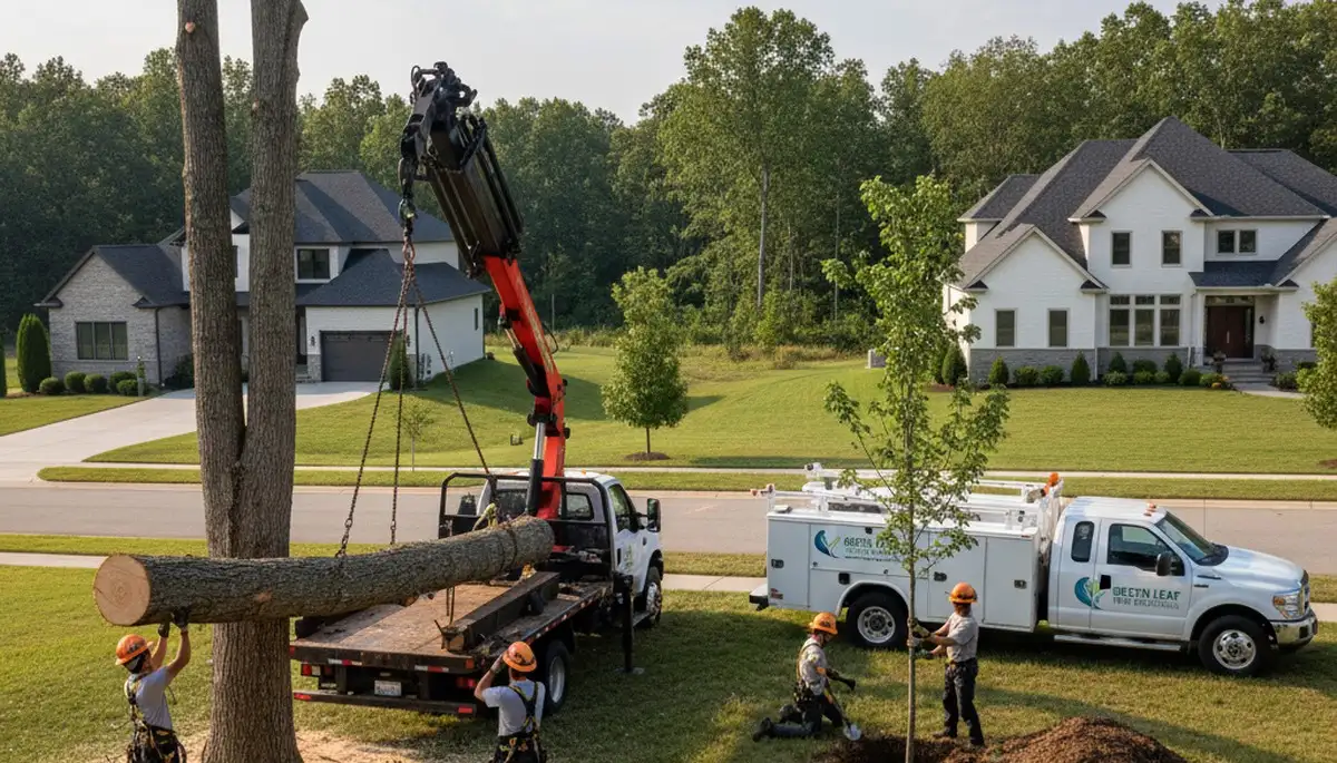 Arborist planting new tree in Aurora, CO yard for Chop Chop Tree professional tree service