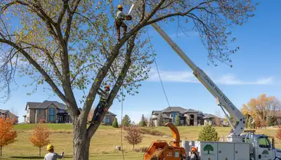 Professional tree removal service in Aurora CO safely clearing trees for homeowners
